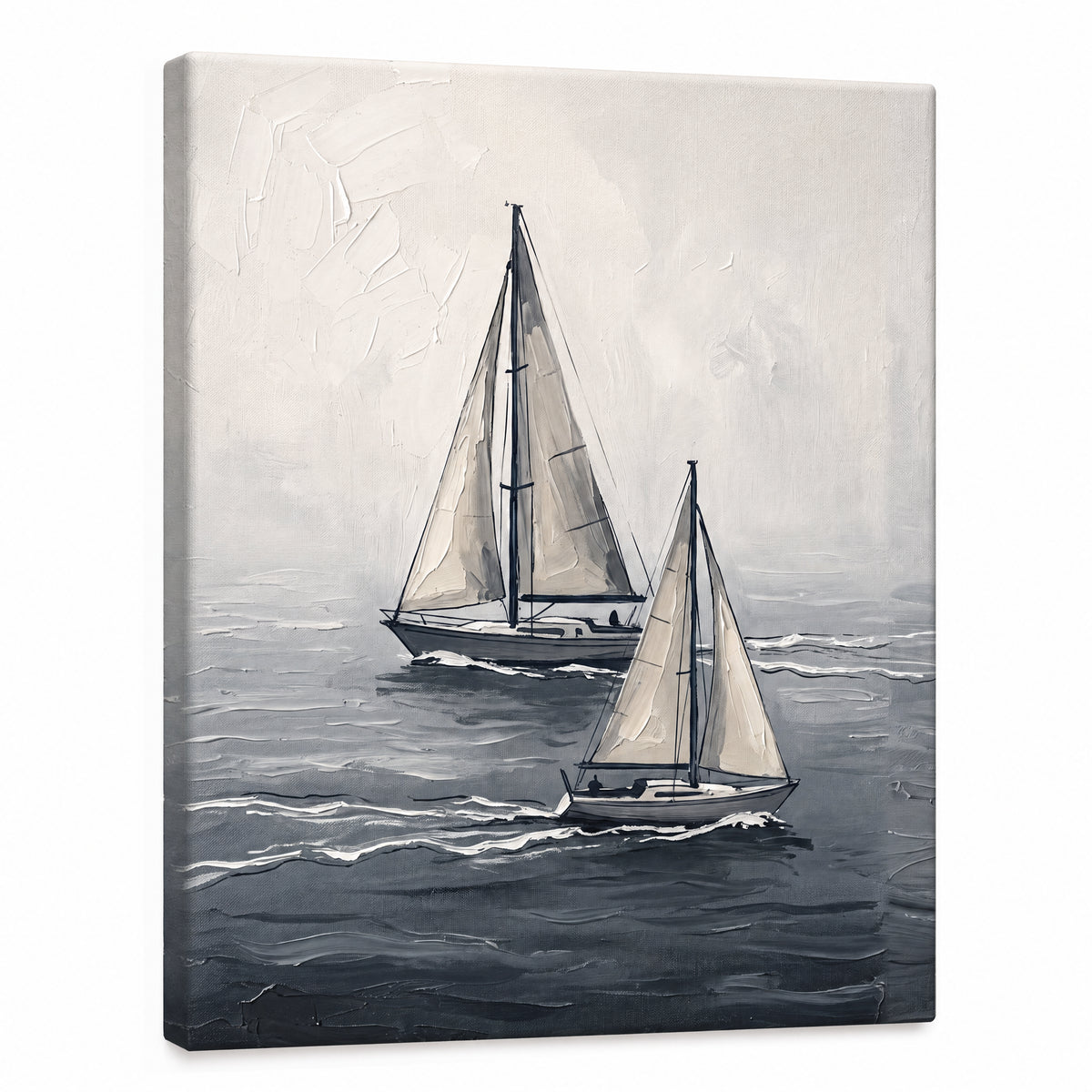 Two Sailboats in Fog nautical wall decor for bedroom - BloomWorld wall art print