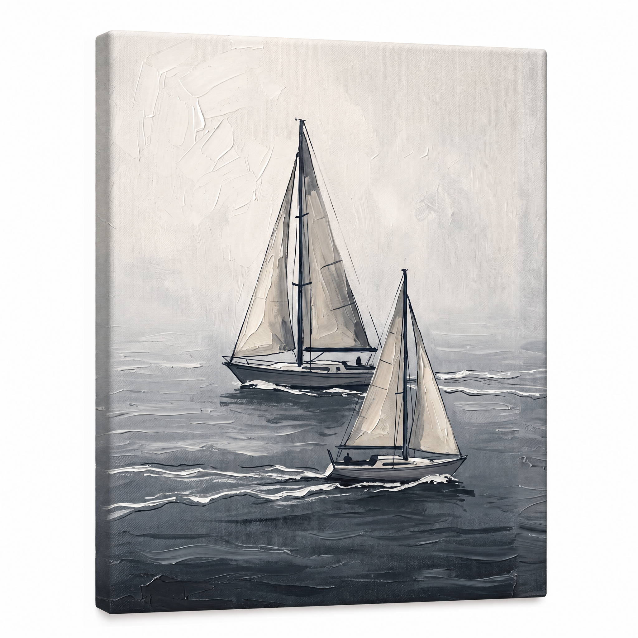 Two Sailboats in Fog Nautical Wall Decor, Bedroom Decor, Gift