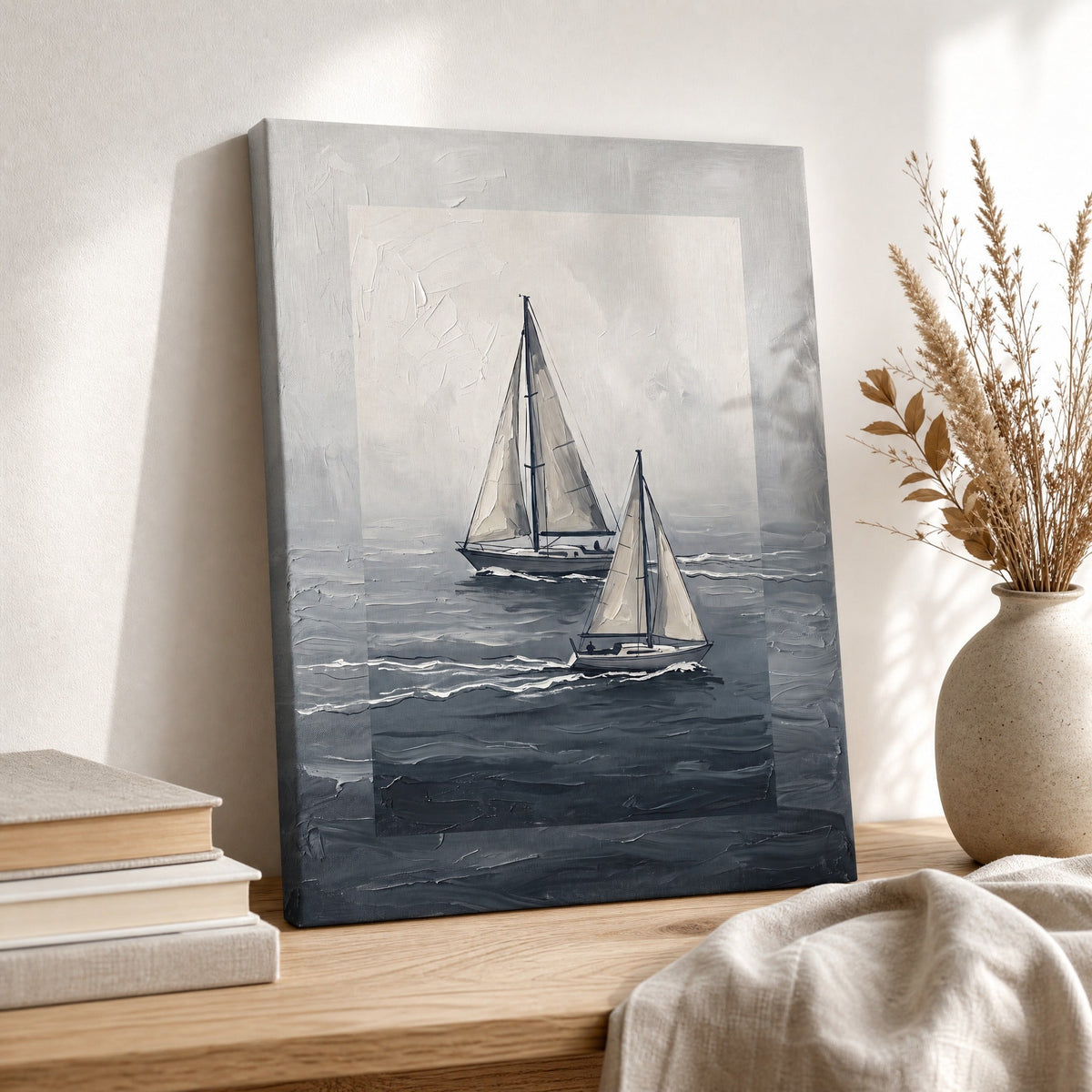 Two Sailboats in Fog Nautical Wall Decor — the artwork