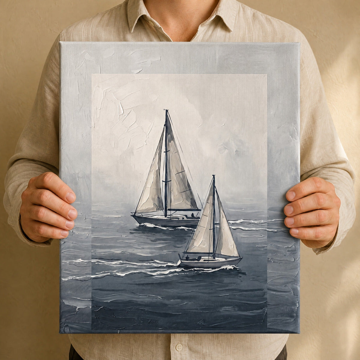 Two Sailboats in Fog Nautical Wall Decor — the artwork