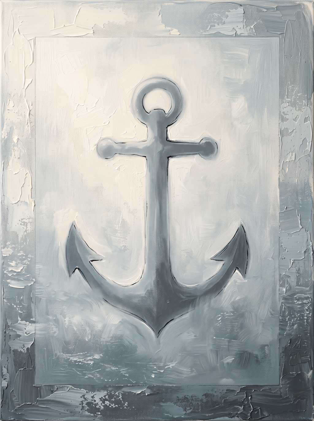 Anchor in Sea Fog Nautical Wall Art, Bathroom Decor, Gift
