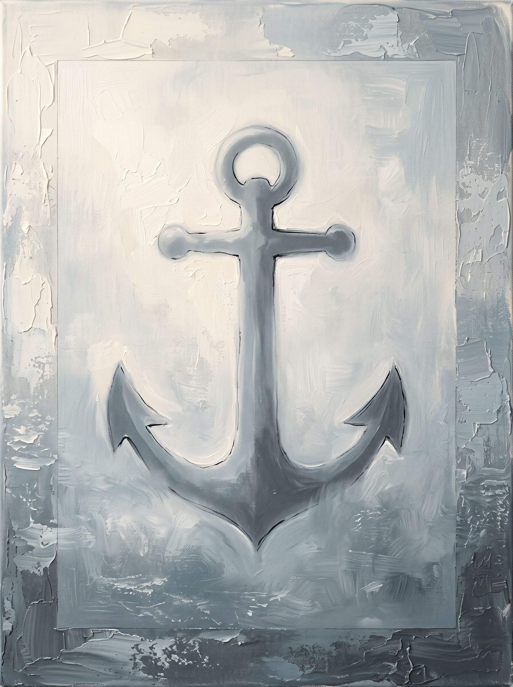 Anchor in Sea Fog Nautical Wall Art, Bathroom Decor, Gift