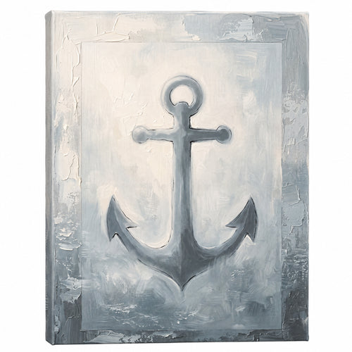 Anchor in Sea Fog nautical wall art for bathroom - BloomWorld wall art print