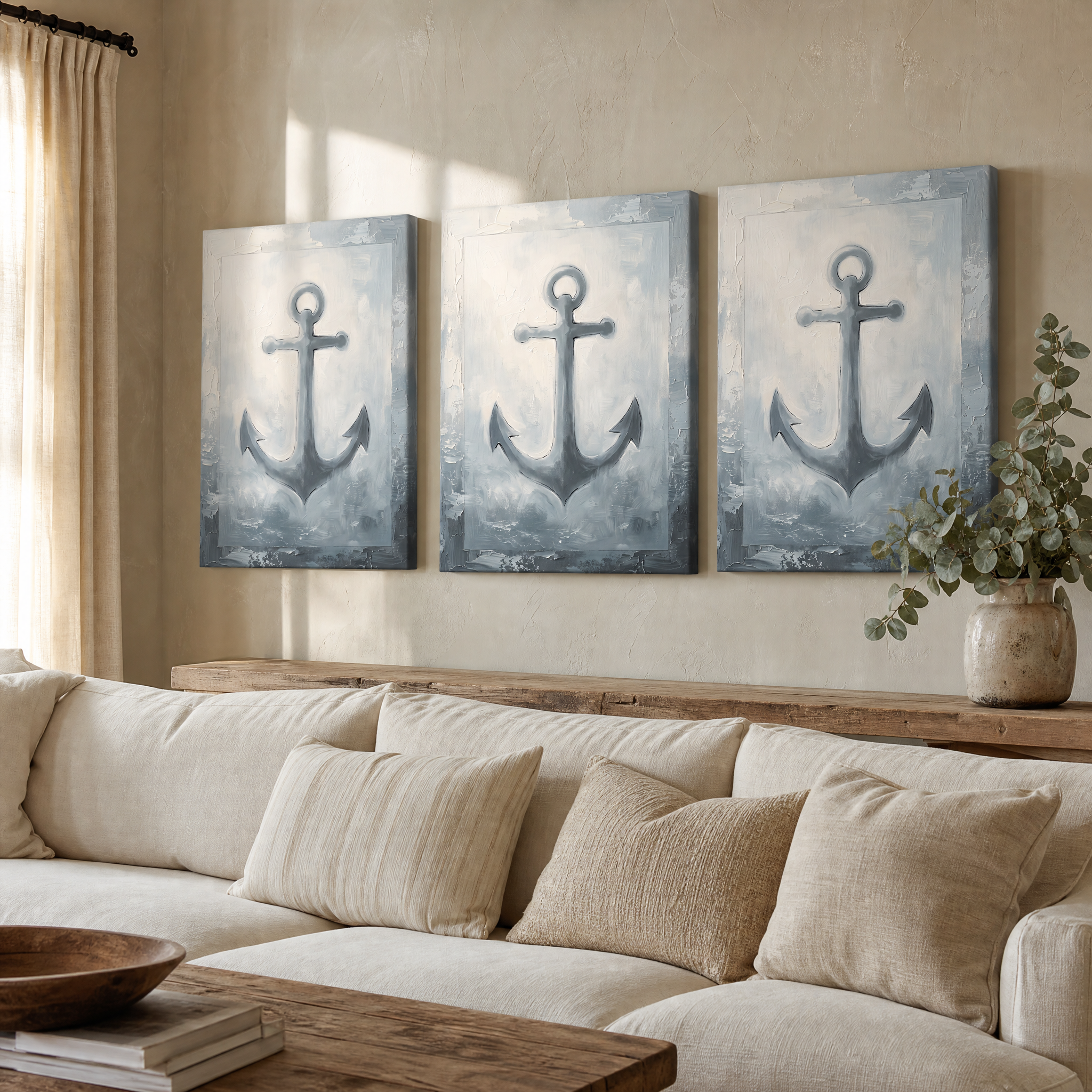 Anchor in Sea Fog Nautical Wall Art, Bathroom Decor, Gift