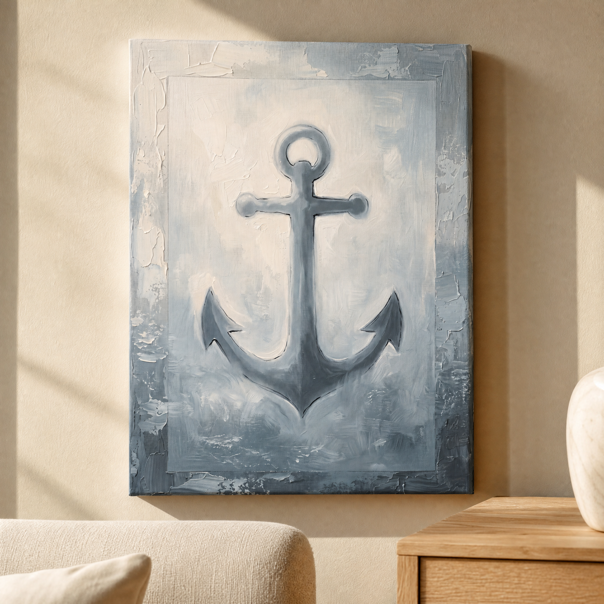 Anchor in Sea Fog Nautical Wall Art, Bathroom Decor, Gift