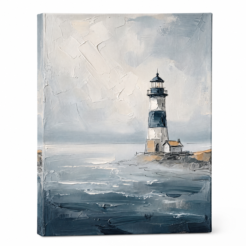Distant Lighthouse Nautical Wall Decor, Bathroom Decor, Gift
