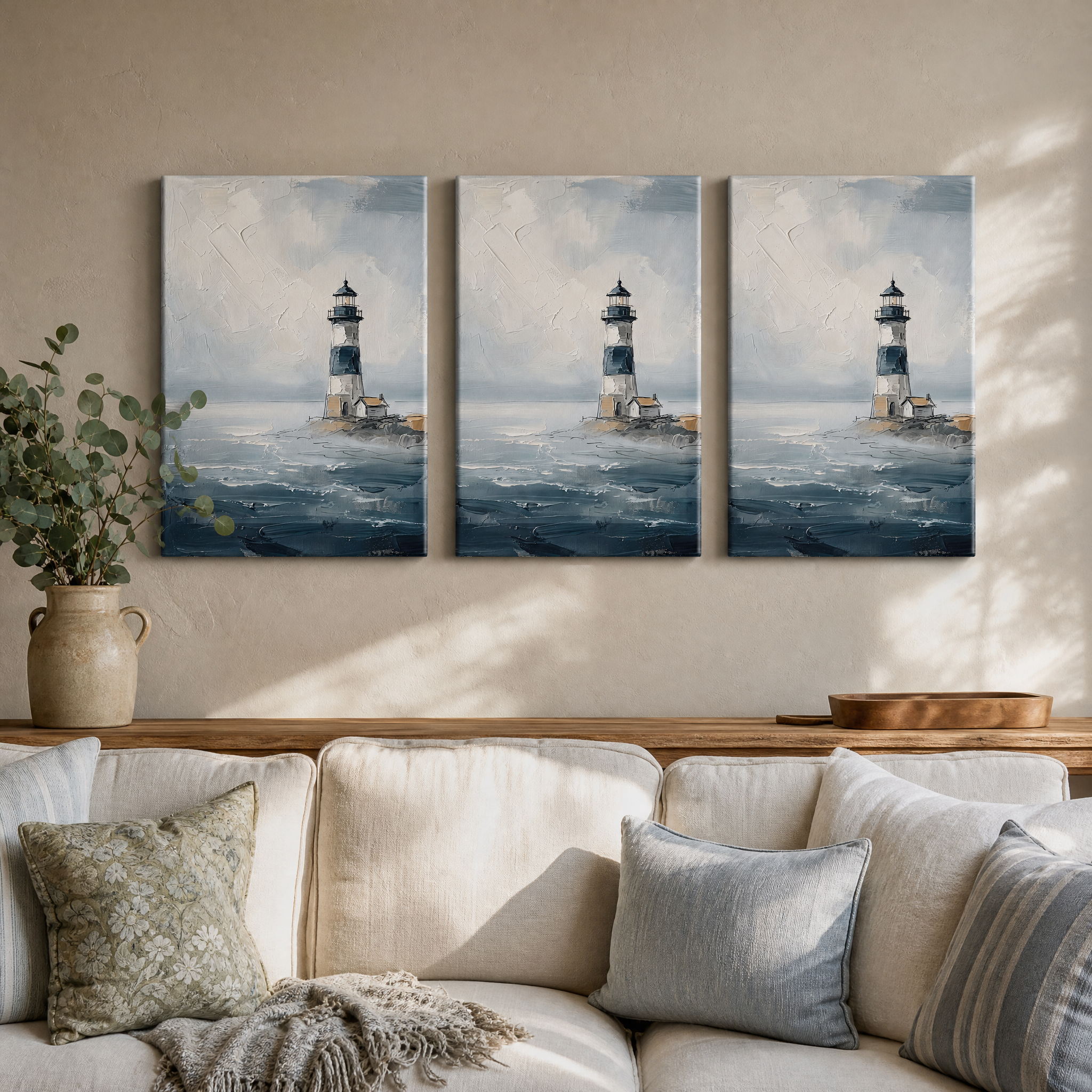 Distant Lighthouse Nautical Wall Decor, Bathroom Decor, Gift
