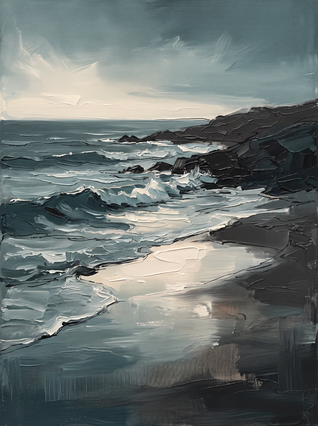 Shoreline at Dusk Large Coastal Wall Art, Living Room Decor, Gift