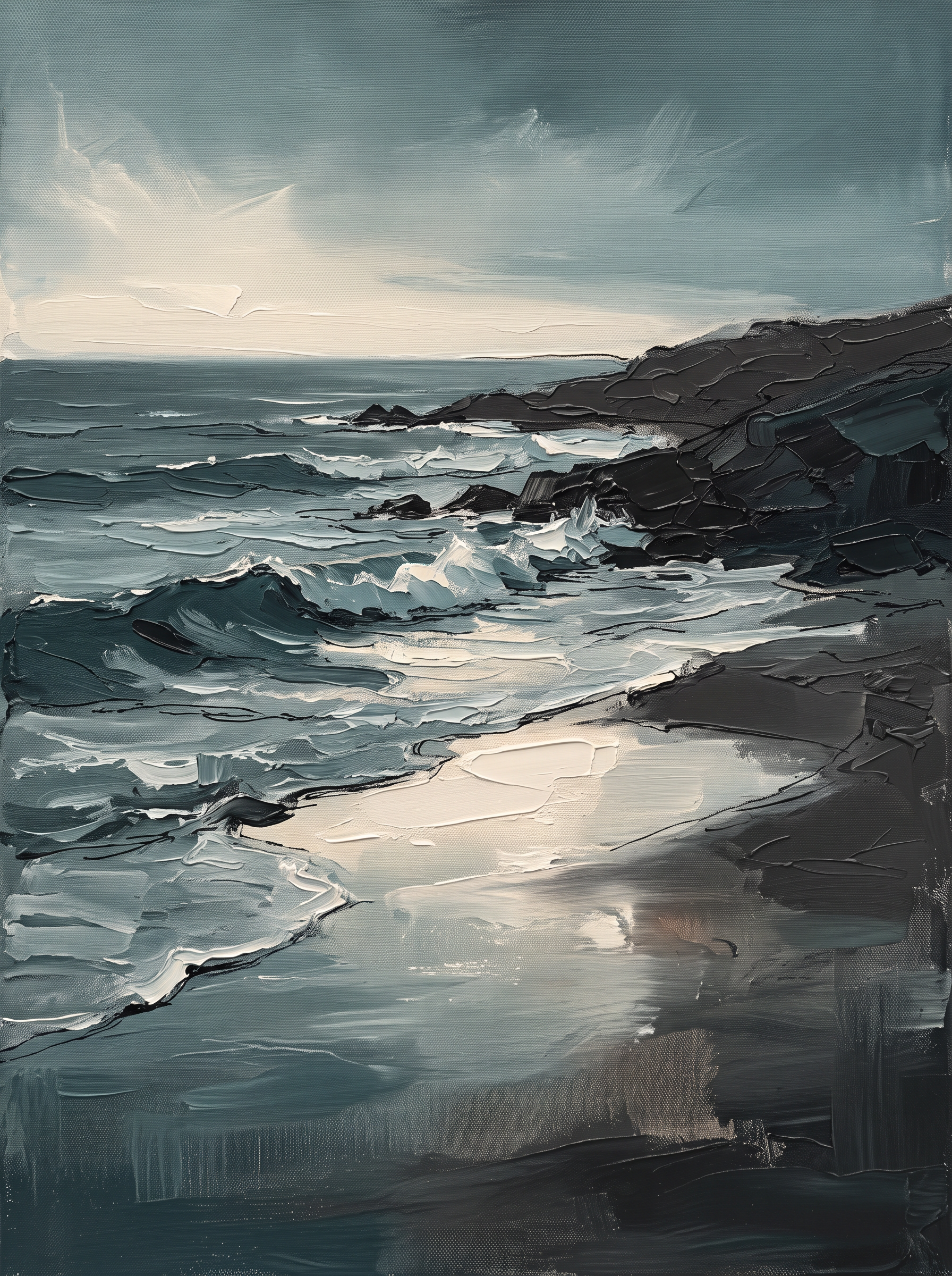 Shoreline at Dusk Large Coastal Wall Art, Living Room Decor, Gift