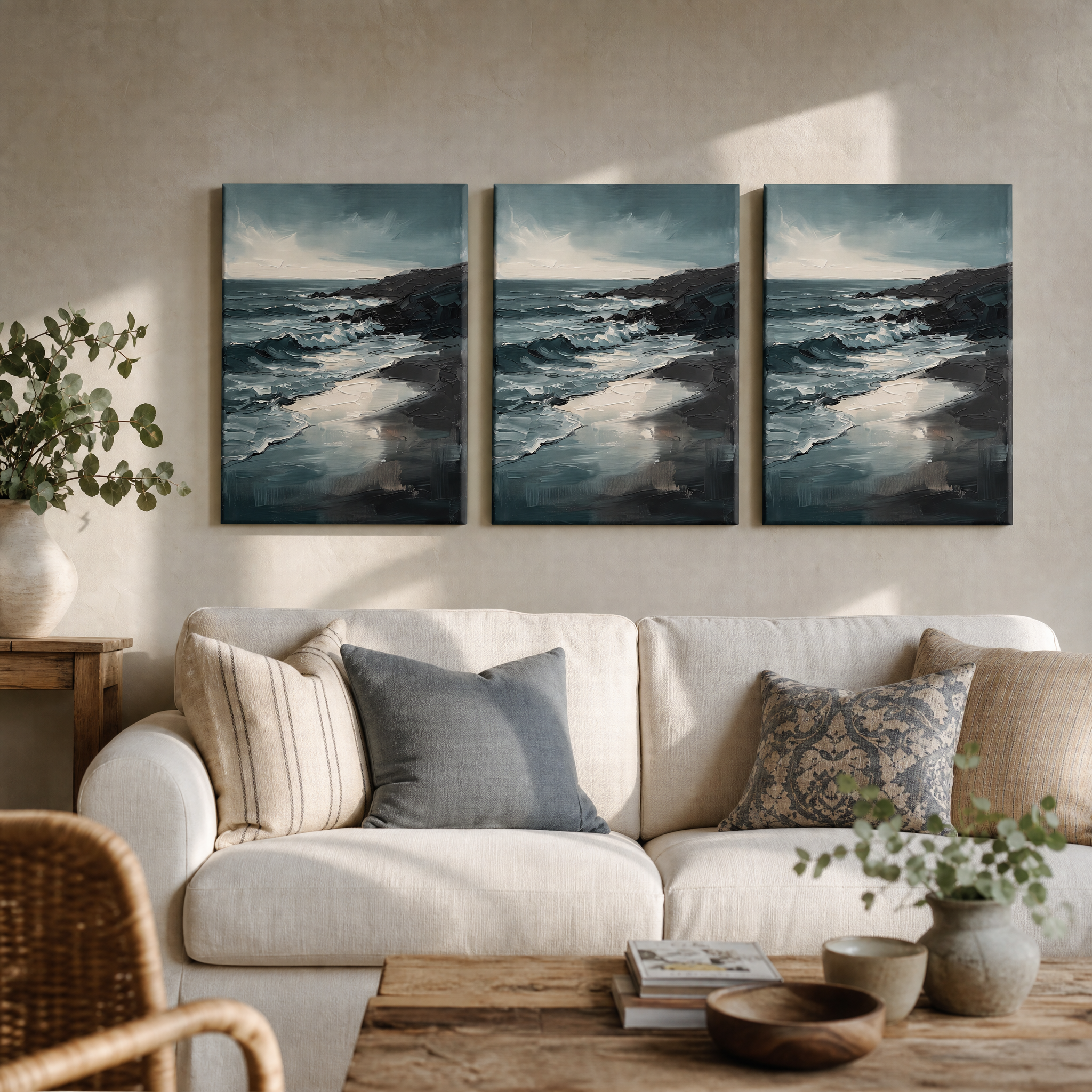 Shoreline at Dusk Large Coastal Wall Art, Living Room Decor, Gift