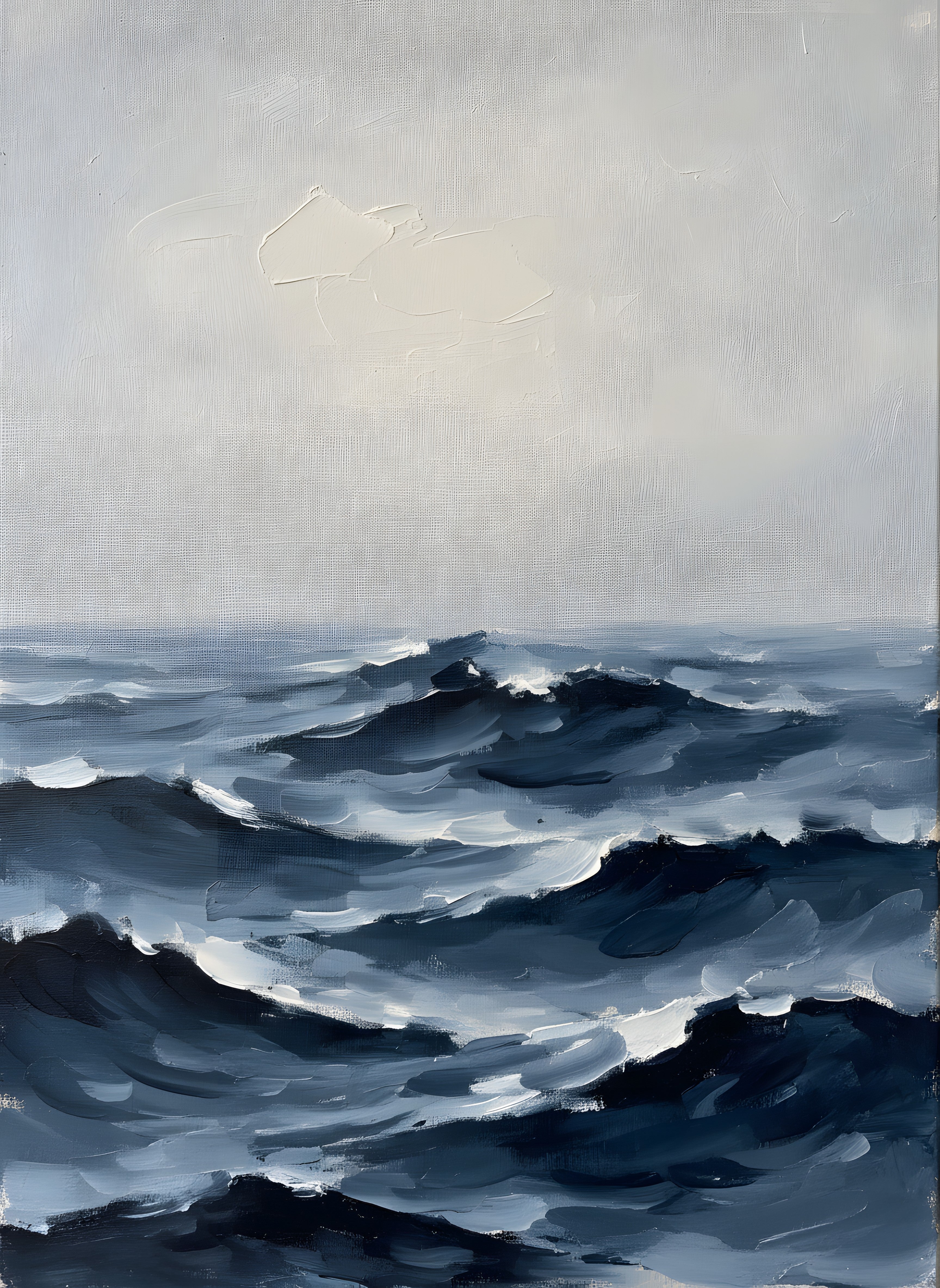 Dark Swell under Fog Coastal Wall Art, Bedroom Decor, Gift