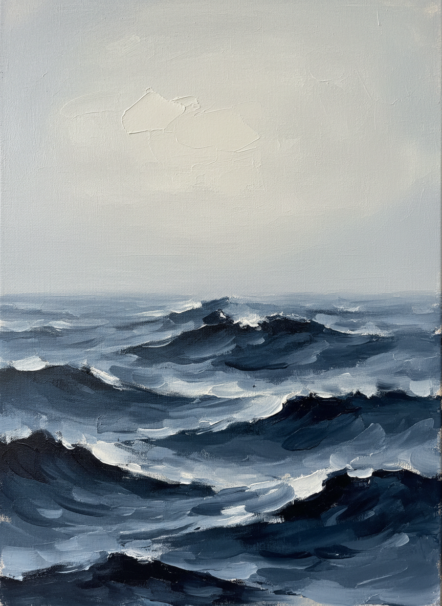 Dark Swell under Fog Coastal Wall Art, Bedroom Decor, Gift