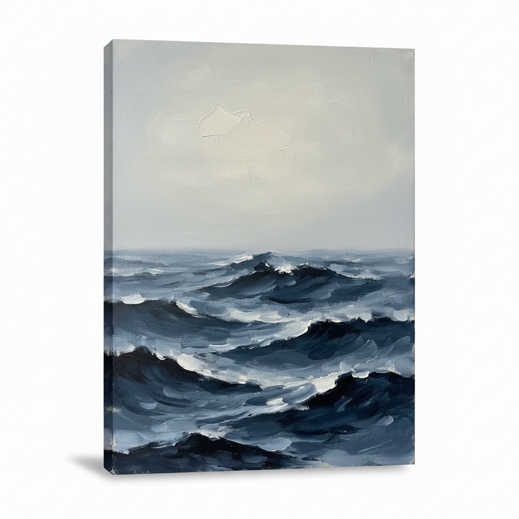 Dark Swell under Fog Coastal Wall Art, Bedroom Decor, Gift