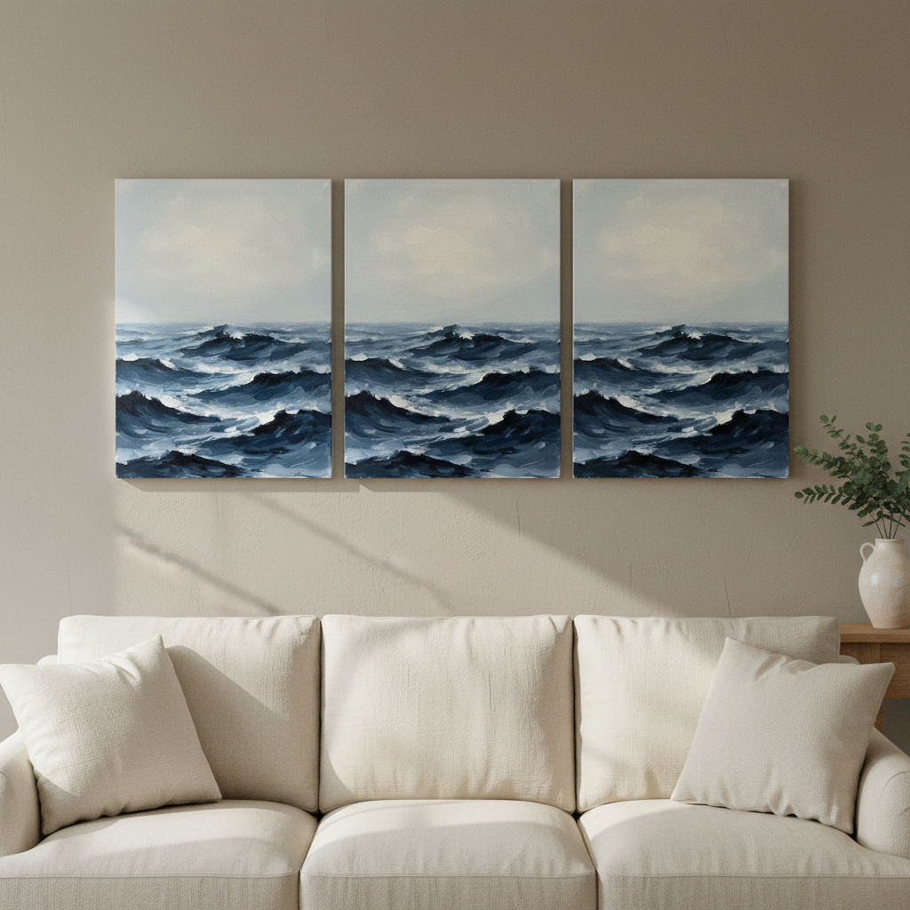 Dark Swell under Fog Coastal Wall Art, Bedroom Decor, Gift