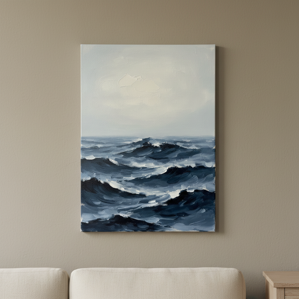 Dark Swell under Fog Coastal Wall Art, Bedroom Decor, Gift