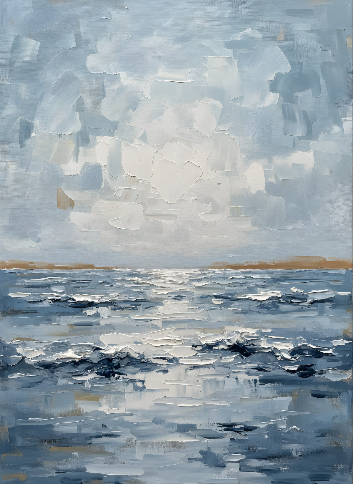 Sea Sky Horizon Coastal Wall Art — bathroom wall art, beach house decor, full artwork view, coastal seascape canvas wall art print | BloomWorld Art