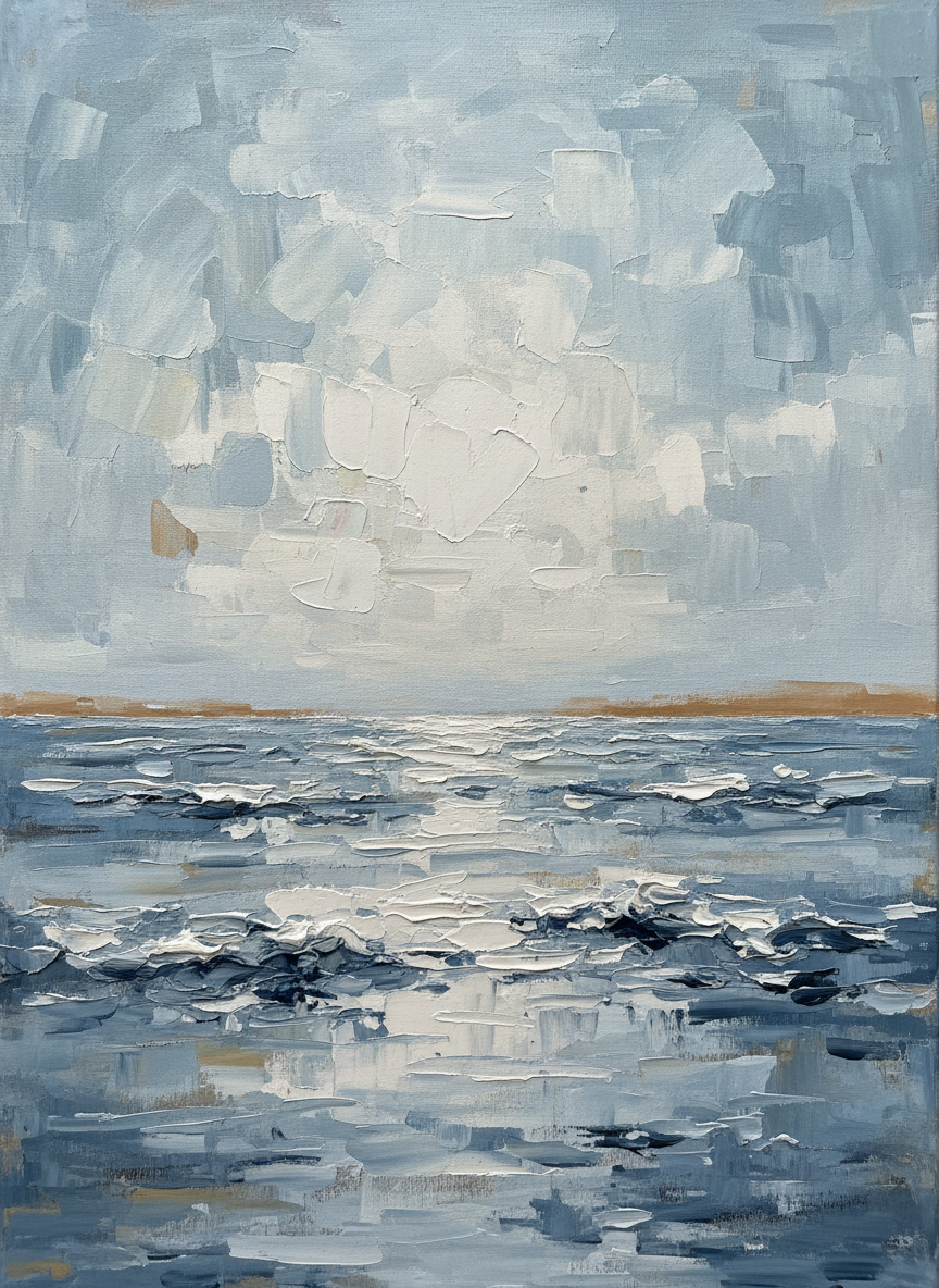 Sea Sky Horizon Coastal Wall Art, Bathroom Decor, Gift