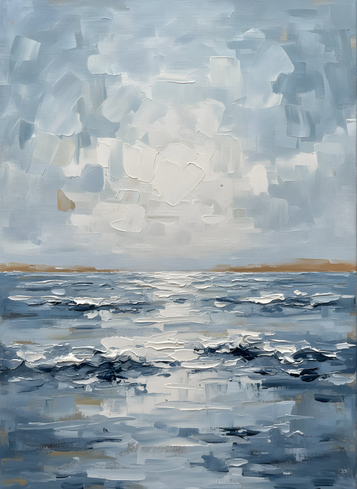 Sea Sky Horizon Coastal Wall Art — bathroom wall art, beach house decor, full artwork view, coastal seascape canvas wall art print | BloomWorld Art
