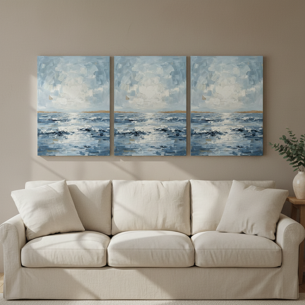 Sea Sky Horizon Coastal Wall Art, Bathroom Decor, Gift