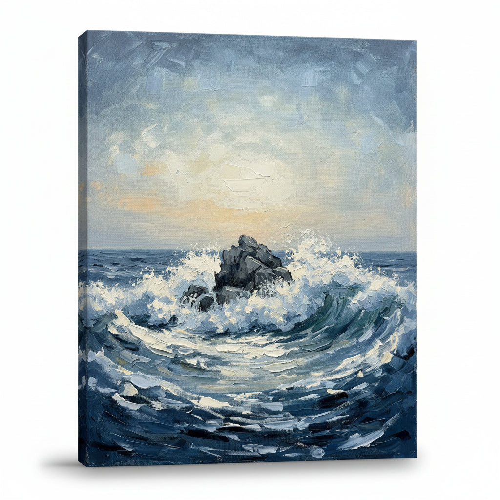 Lone Rock Waves large seascape canvas prints - BloomWorld wall art print