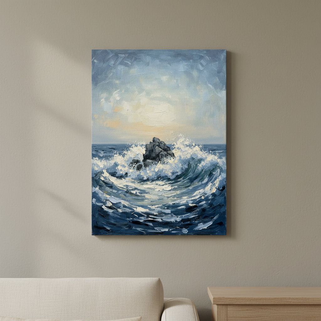 Lone Rock Waves large seascape canvas prints - BloomWorld wall art print
