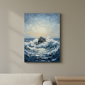 Lone Rock Waves Large Seascape Canvas Paintings, Living Room Decor, Gift