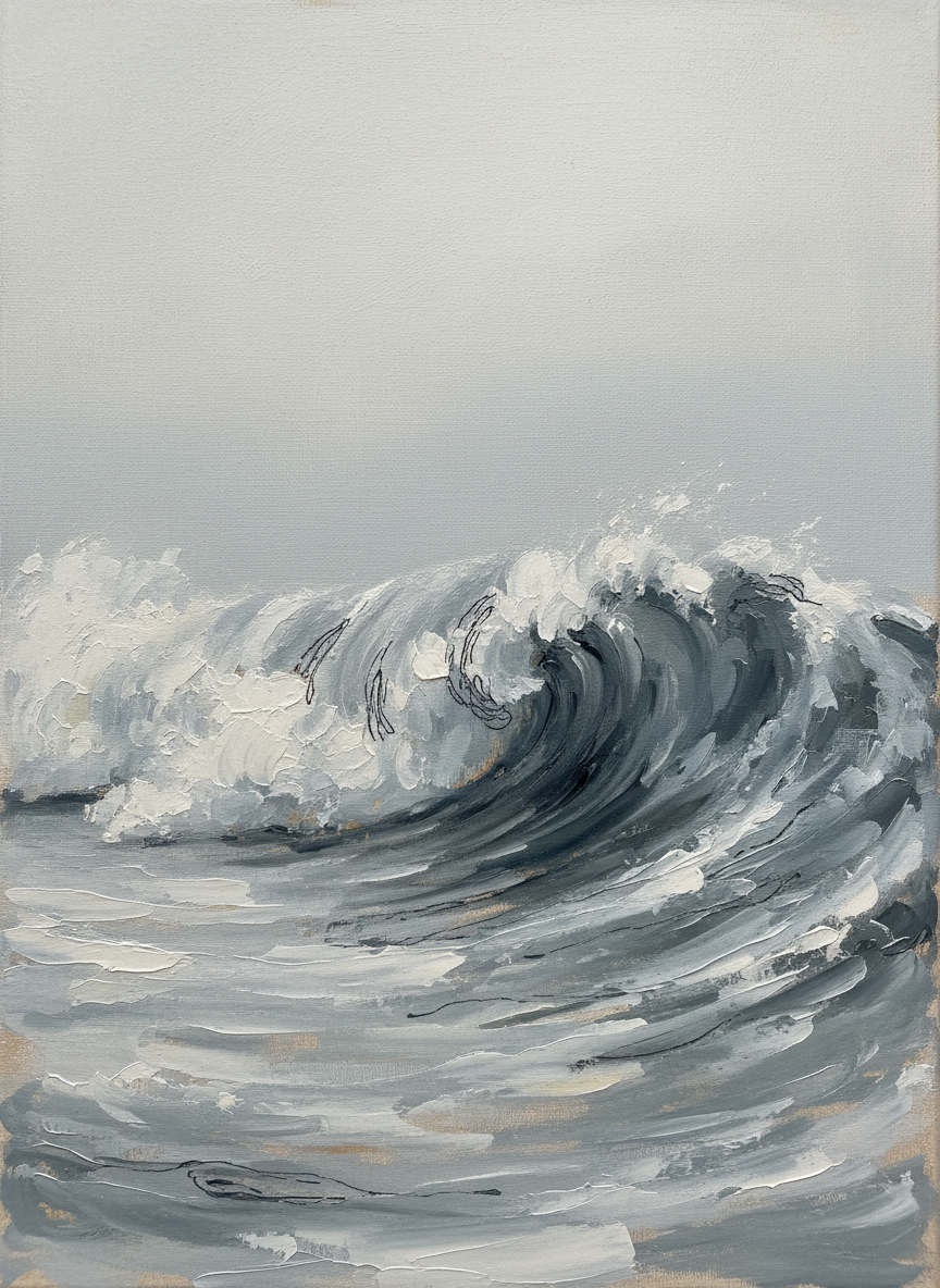 Slow Wave Crest Seascape Wall Art, Living Room Decor, Gift