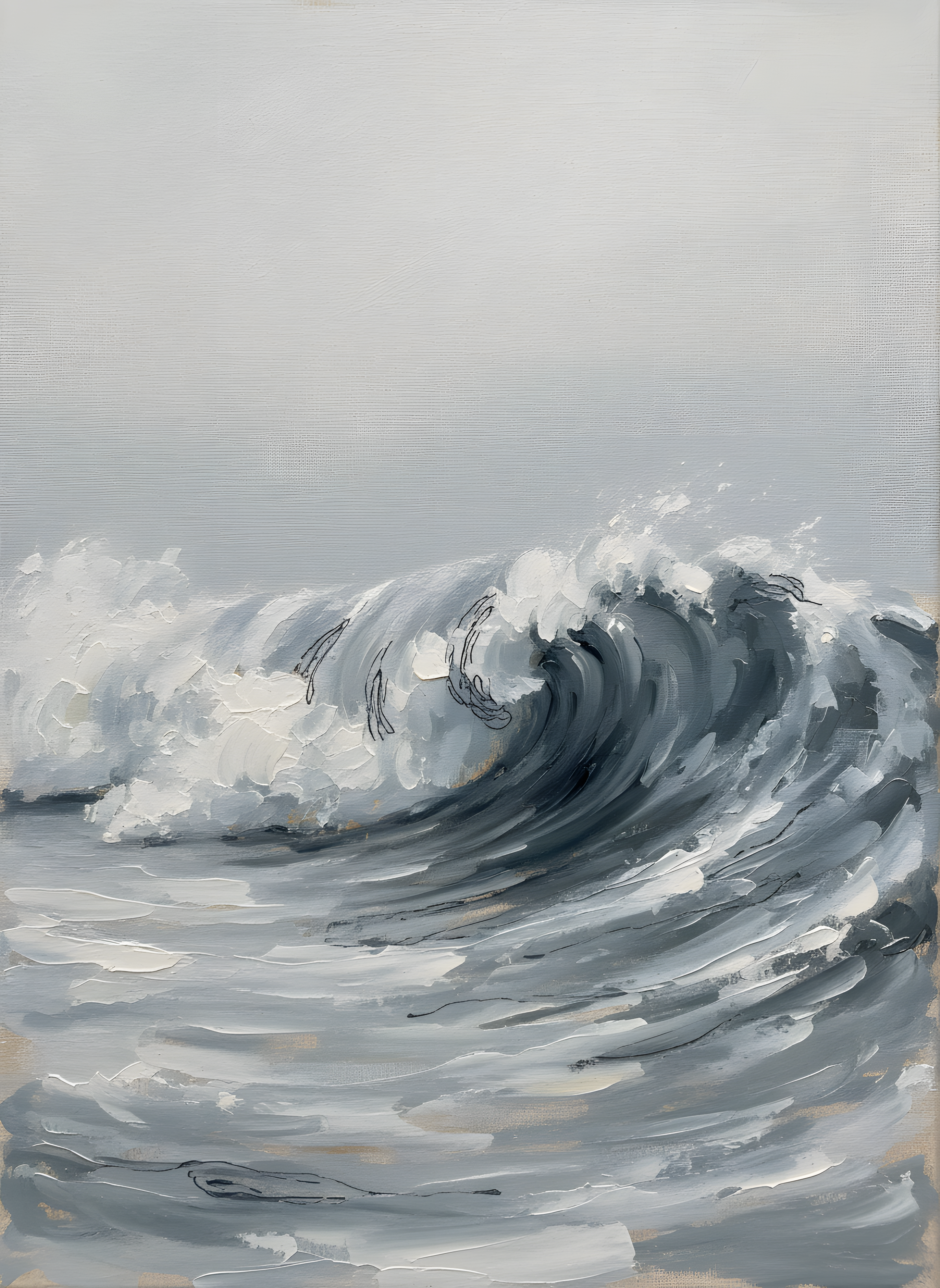 Slow Wave Crest Seascape Wall Art, Living Room Decor, Gift