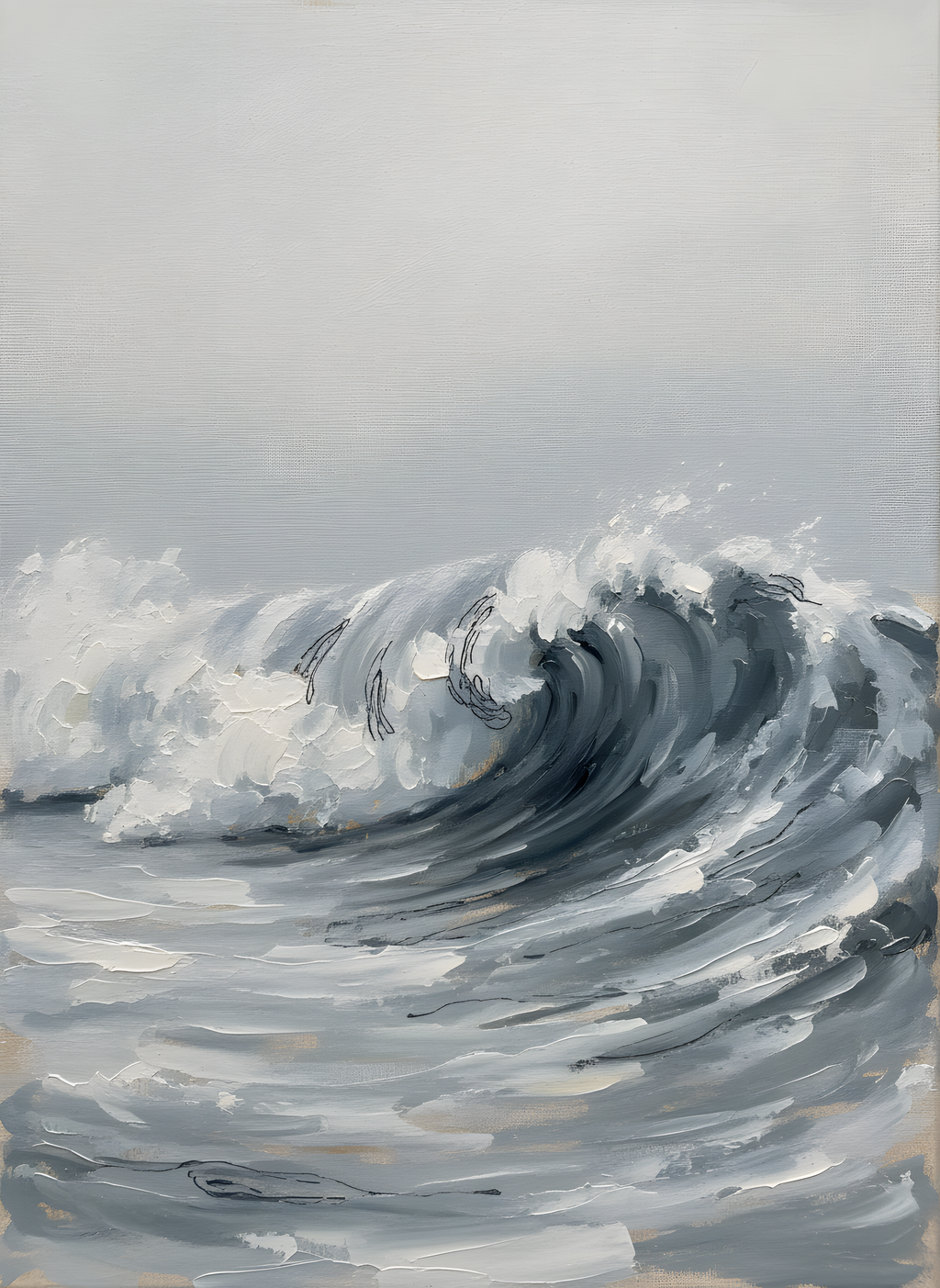 Slow Wave Crest Seascape Wall Art, Living Room Decor, Gift