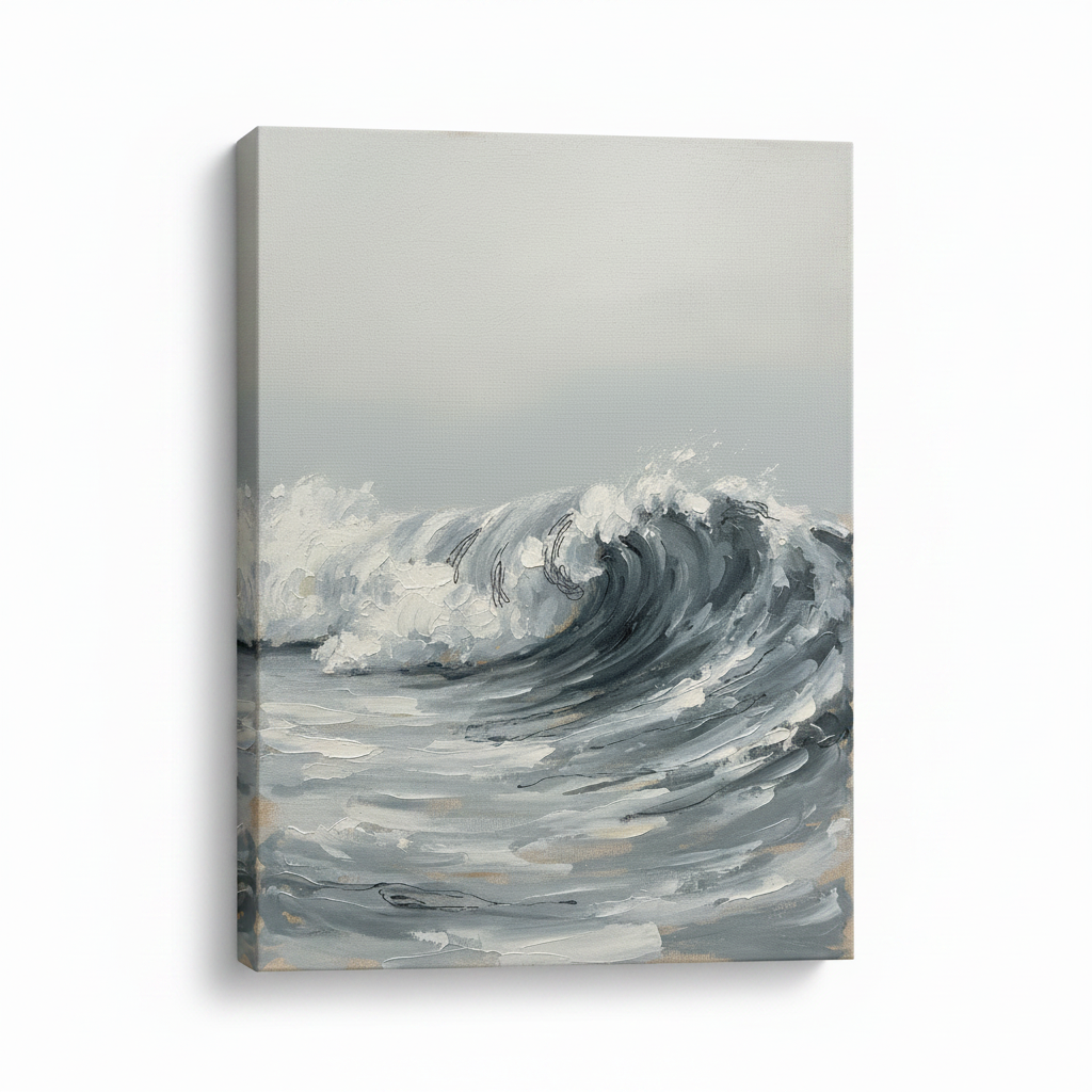 Slow Wave Crest Seascape Wall Art, Living Room Decor, Gift