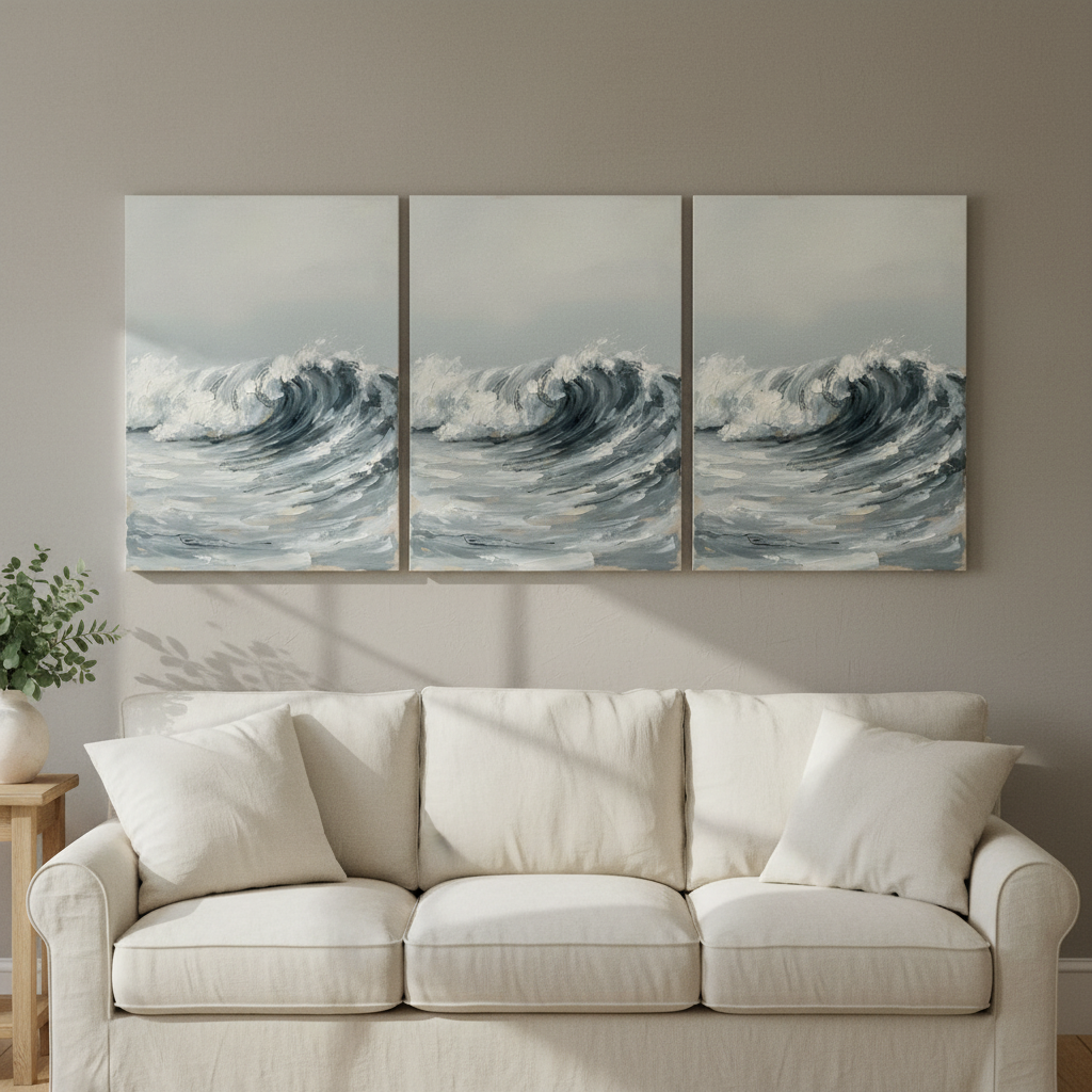 Slow Wave Crest Seascape Wall Art, Living Room Decor, Gift