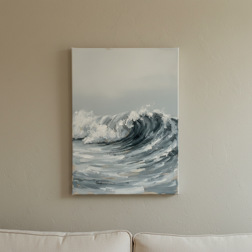 Slow Wave Crest Seascape Wall Art, Living Room Decor, Gift