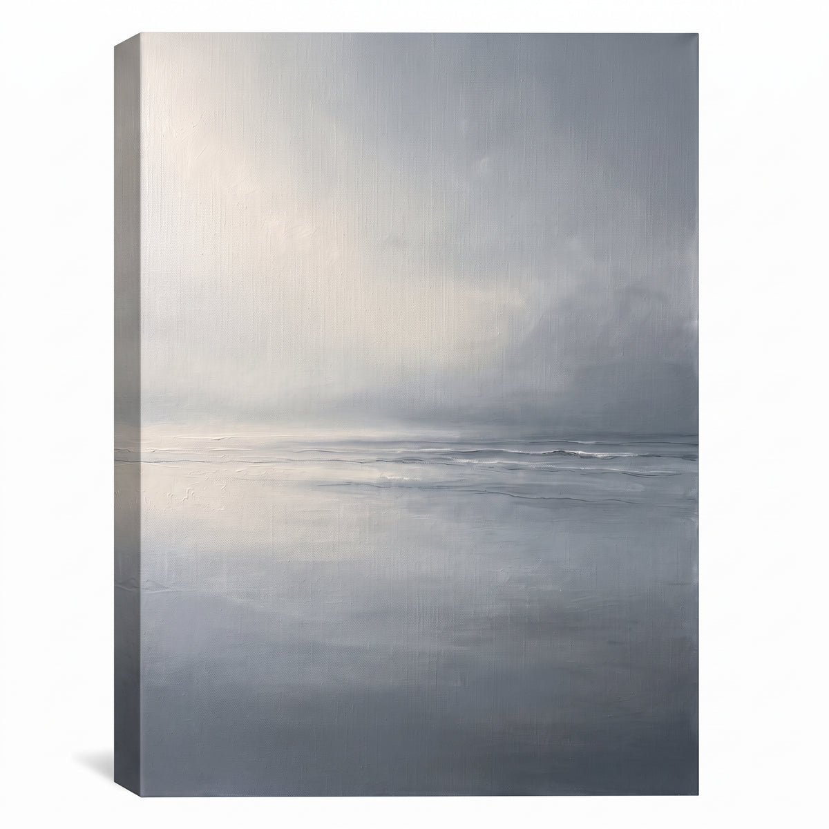 Thin Horizon Seascape Wall Art — bathroom wall art, beach house decor, canvas wall art shown on a wall in a styled interior, view C1 (coastal seascape) | BloomW
