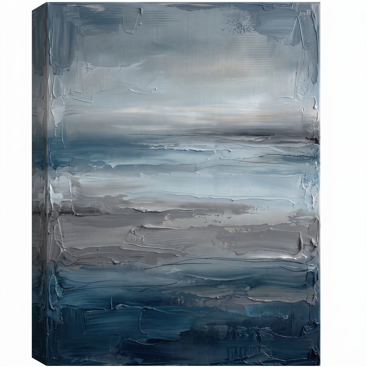 Abstract Ocean Bands Large Seascape Canvas — beach house decor, coastal home decor, canvas wall art shown on a wall in a styled interior, view C1 (coastal seasc