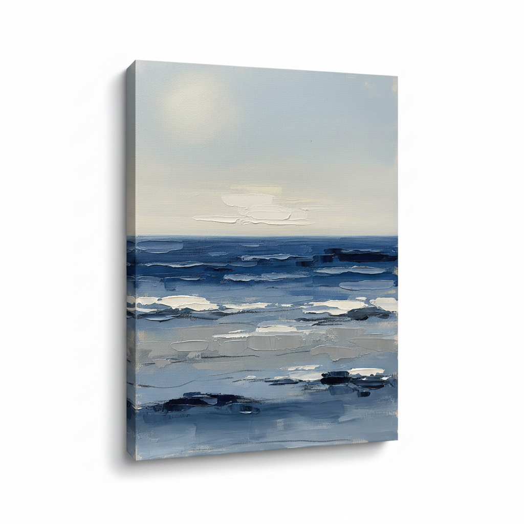 Abstract Ocean Bands Large Seascape Canvas, Living Room Decor, Gift