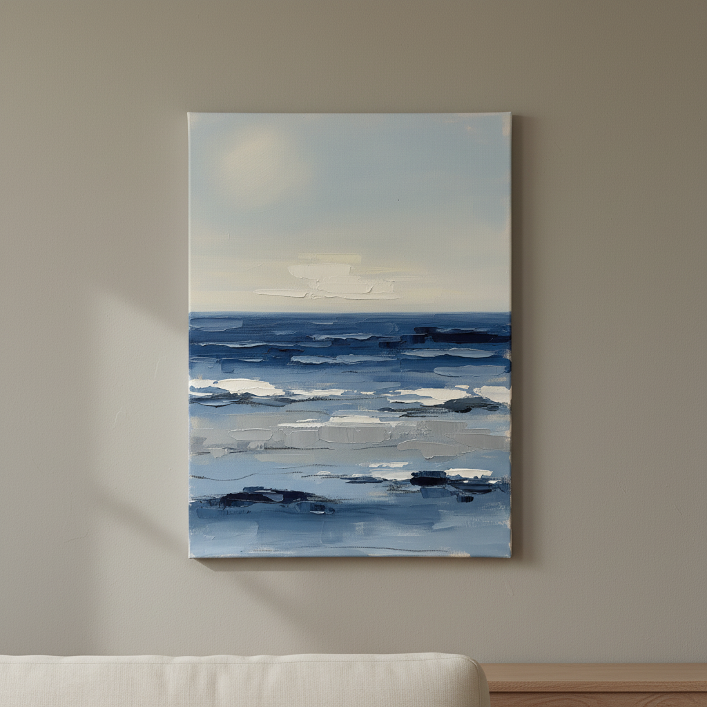 Abstract Ocean Bands Large Seascape Canvas, Living Room Decor, Gift