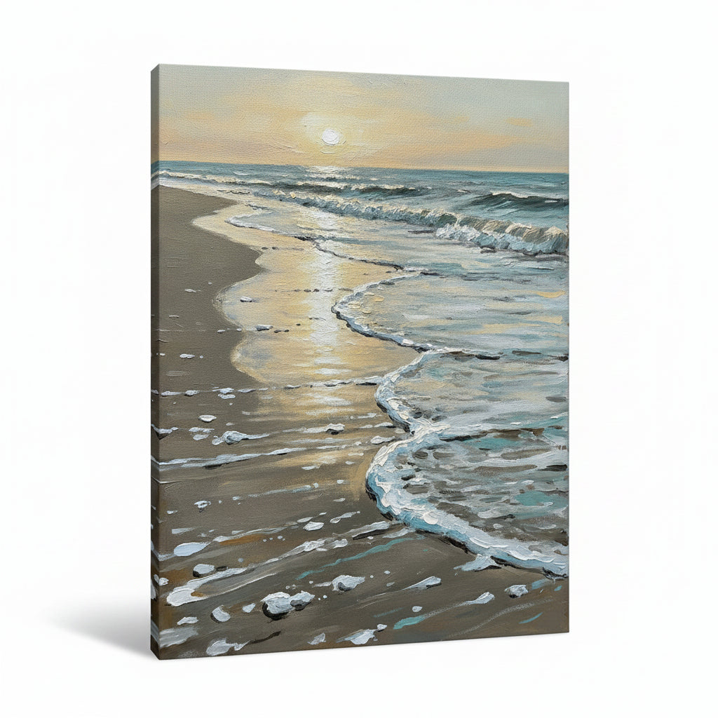 Tide on Wet Sand large beach canvas art - BloomWorld wall art print
