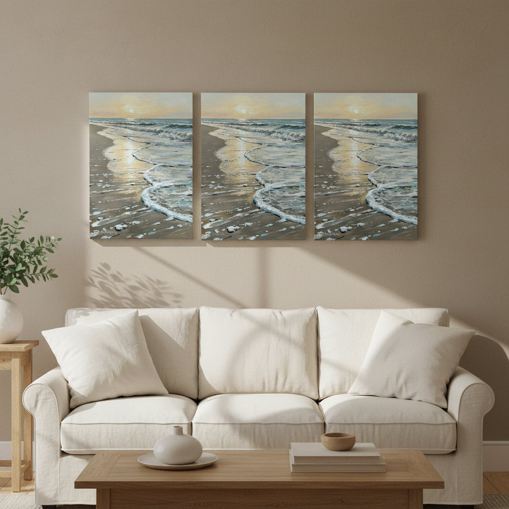 Tide on Wet Sand large beach canvas art - BloomWorld wall art print