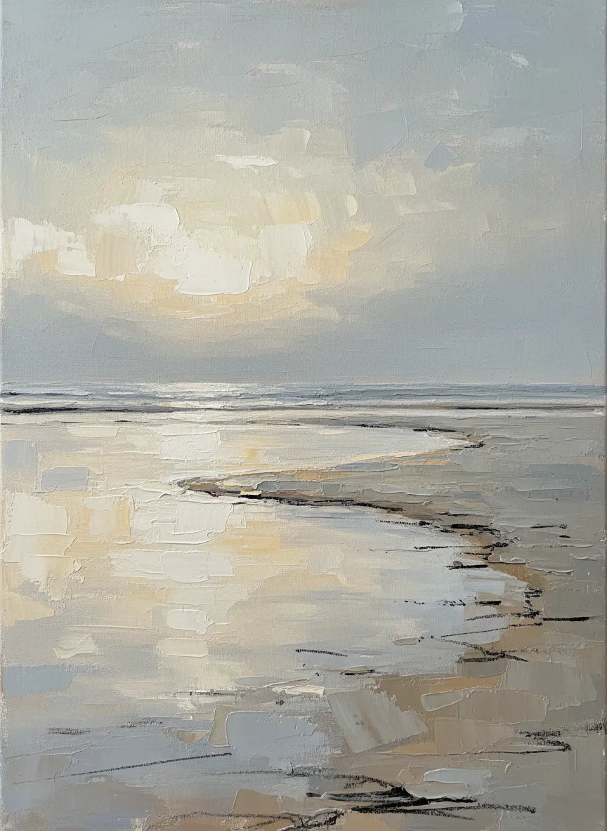 Dawn Shoreline Beach Wall Art — beach house decor, beach wall art, full artwork view, coastal seascape canvas wall art print | BloomWorld Art