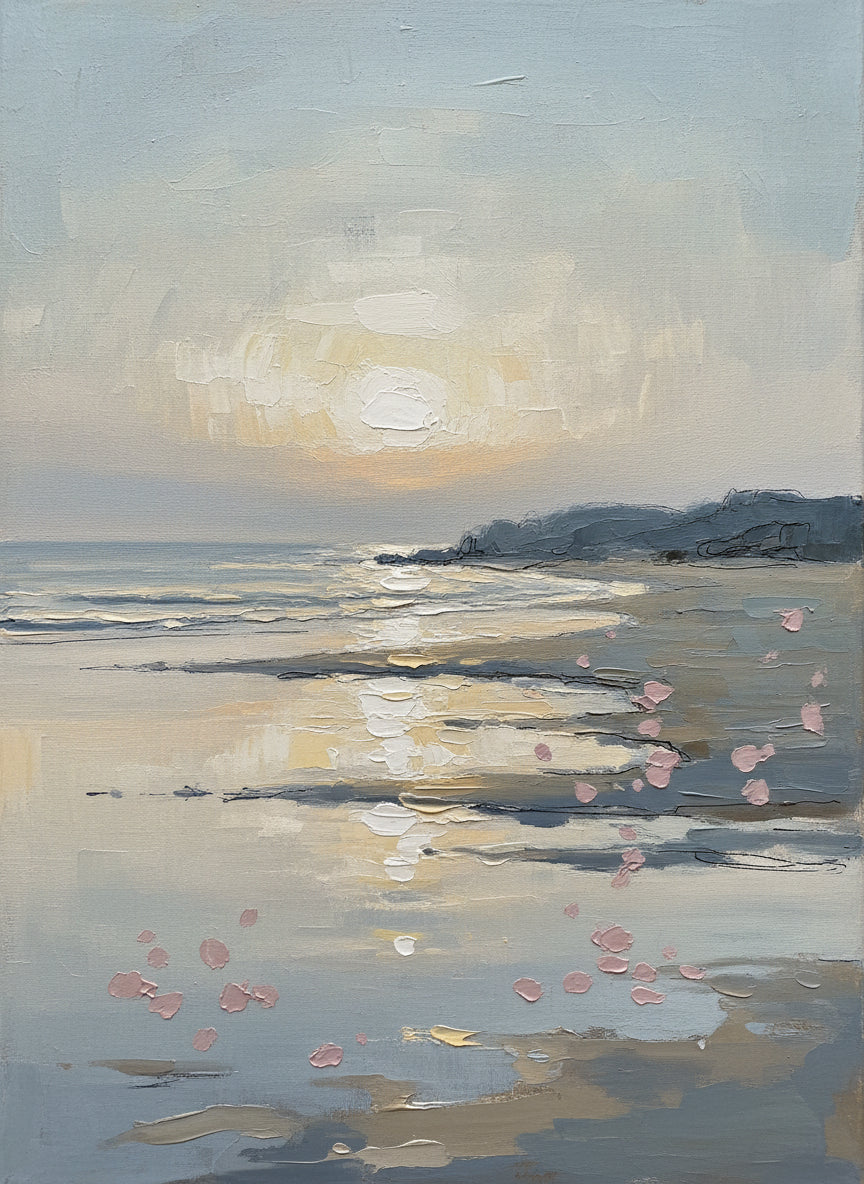 Dawn Shoreline Beach Wall Art — beach house decor, beach wall art, full artwork view, coastal seascape canvas wall art print | BloomWorld Art