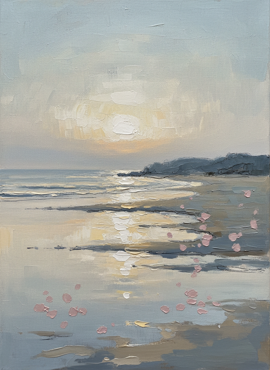 Dawn Shoreline Beach Wall Art — beach house decor, beach wall art, full artwork view, coastal seascape canvas wall art print | BloomWorld Art