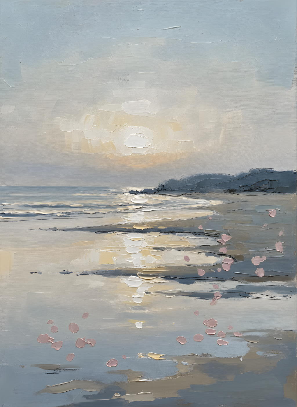 Dawn Shoreline Beach Wall Art — beach house decor, beach wall art, full artwork view, coastal seascape canvas wall art print | BloomWorld Art