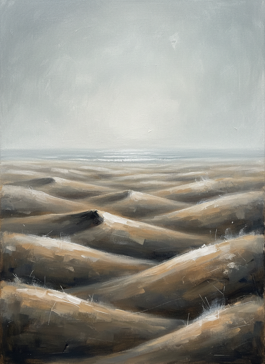 Sand Dunes in Fog Beach Wall Art, Bedroom Decor, Gift