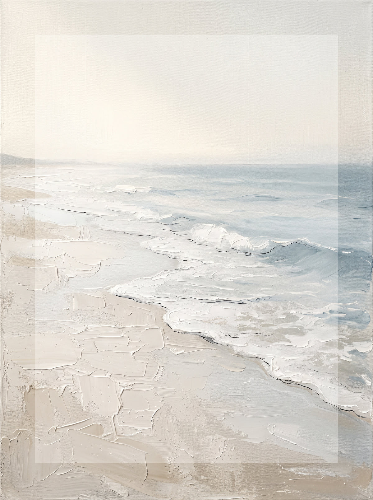 Wet Sand Foam Beach Wall Decor — bathroom wall art, beach house decor, full artwork view, coastal seascape canvas wall art print | BloomWorld Art