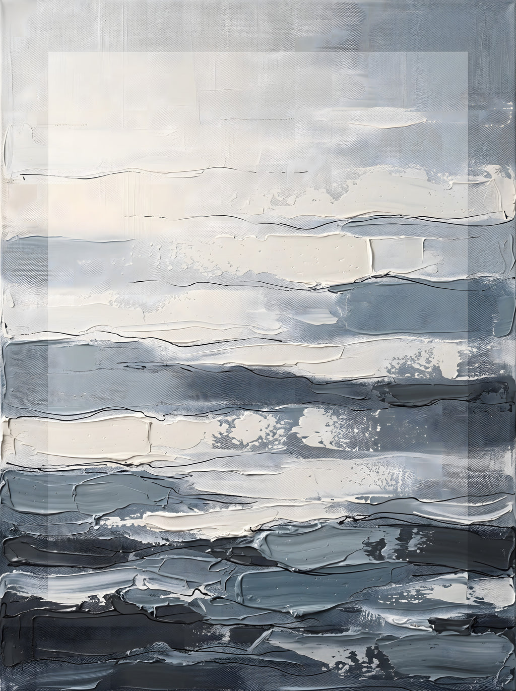 Layered Ocean Tones Abstract Canvas — canvas wall art, coastal, full artwork view, coastal seascape canvas wall art print | BloomWorld Art