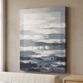 Layered Ocean Tones Abstract Canvas — canvas wall art, coastal, canvas wall art shown on a wall in a styled interior, view C8 (coastal seascape) | BloomWorld Ar