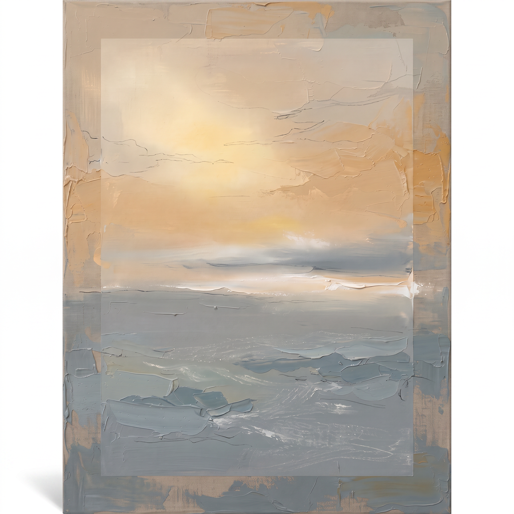 Coastal Dusk Glow Canvas — canvas wall art, coastal, canvas wall art shown on a wall in a styled interior, view C1 (coastal seascape) | BloomWorld Art