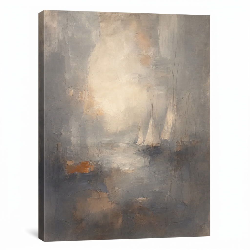 Sea Sky Horizon Canvas — beach house decor, bedroom decor, canvas wall art shown on a wall in a styled interior, view C1 (coastal seascape) | BloomWorld Art