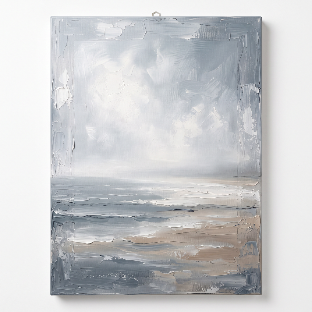 Blue Sea Wall Art — beach house decor, beach wall art, canvas wall art shown on a wall in a styled interior, view C1 (coastal seascape) | BloomWorld Art