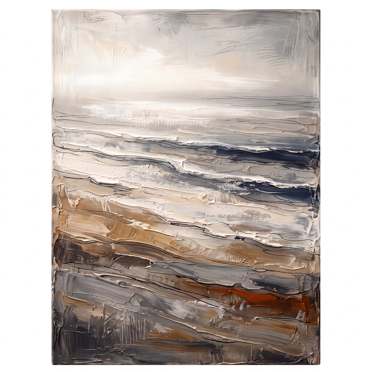 Giant Canvas Beach Bag — beach house decor, beach wall art, canvas wall art shown on a wall in a styled interior, view C1 (coastal seascape) | BloomWorld Art